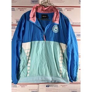 Vintage Pink Dolphin Jacket Sz L Colorblock Windbreaker Y2K Streetwear Hip Hop